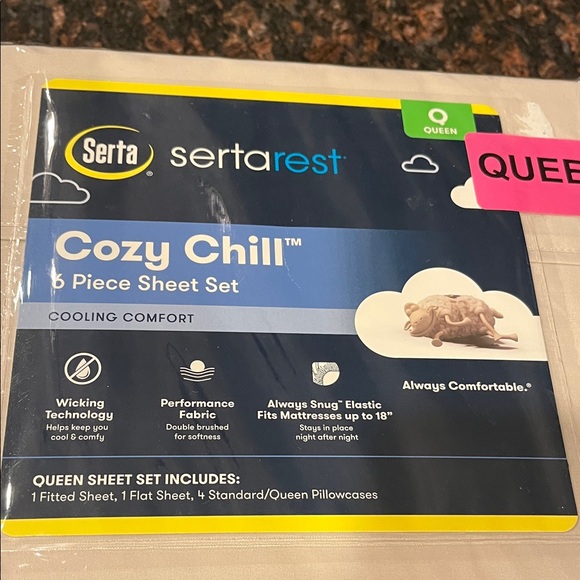 Serta Cozy Chill ONE Queen FLAT SHEET - Picture 1 of 6